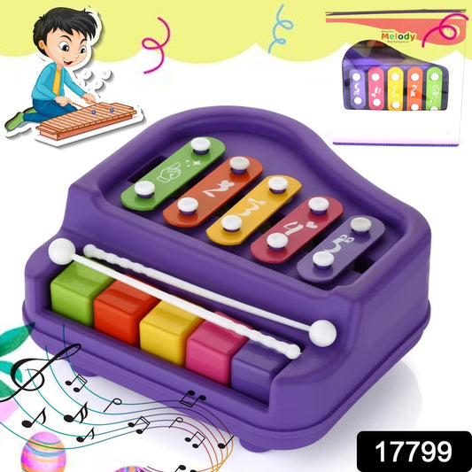 2 in 1 Baby Piano Xylophone Toy for Toddlers, 5 Multicolored Key Keyboard Xylophone Piano, Preschool Educational Musical Learning Instruments Toy for Baby Kids Girls Boys 3 Years (1 Pc)