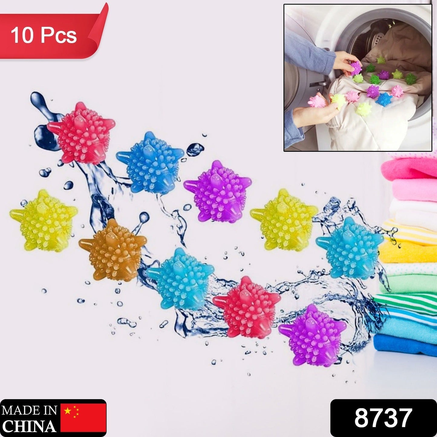 Soft Star Laundry Dryer Balls ? 10-Piece Multi-Color Clothes Softener
