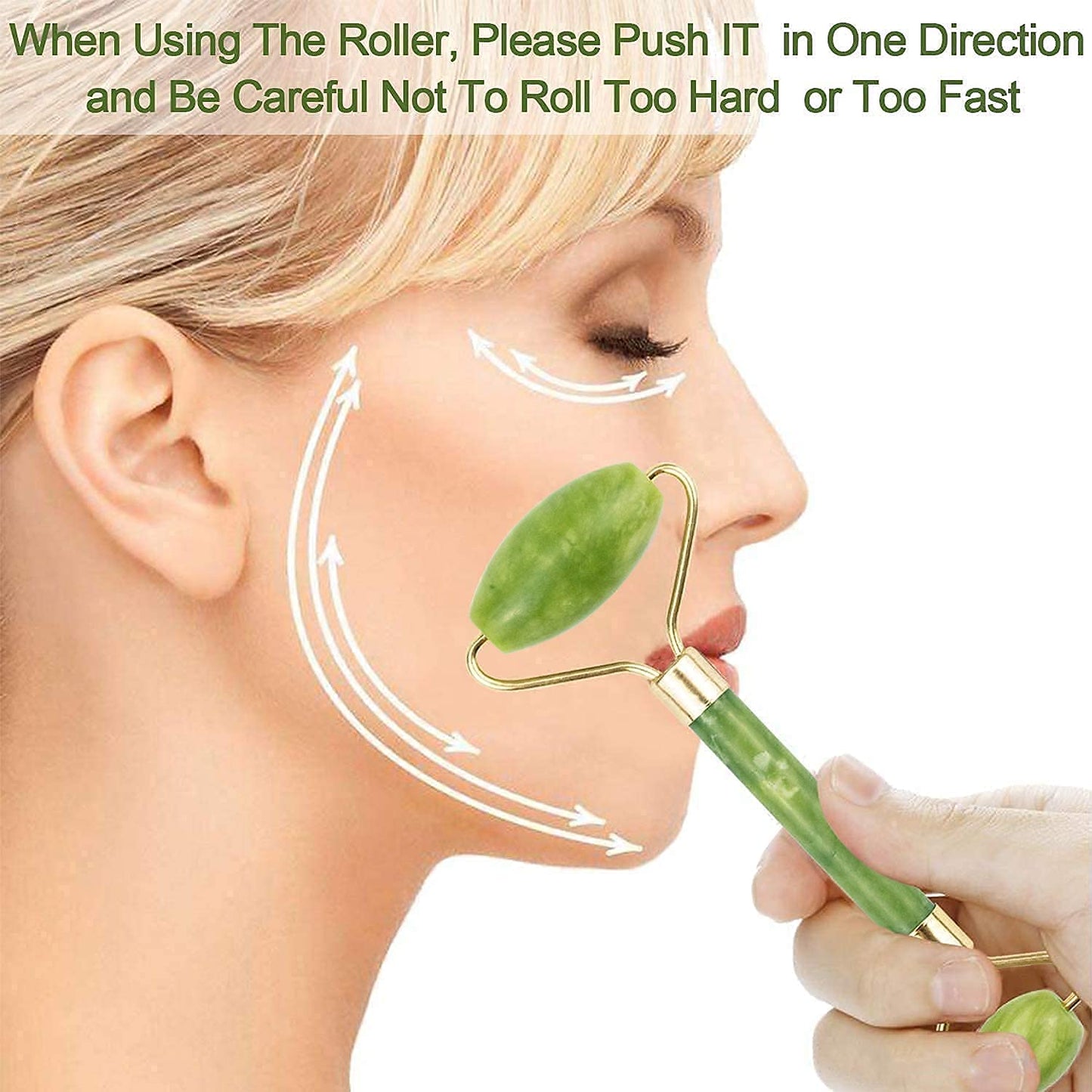 Jade Roller & Gua Sha Set ? Natural Face Massager for Anti-Aging, Glowing Skin & Face Shaping (1 Pc)