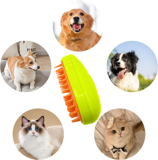 3-in-1 Cat Steamy Brush ? Self-Cleaning Pet Grooming & Hair Removal Comb
