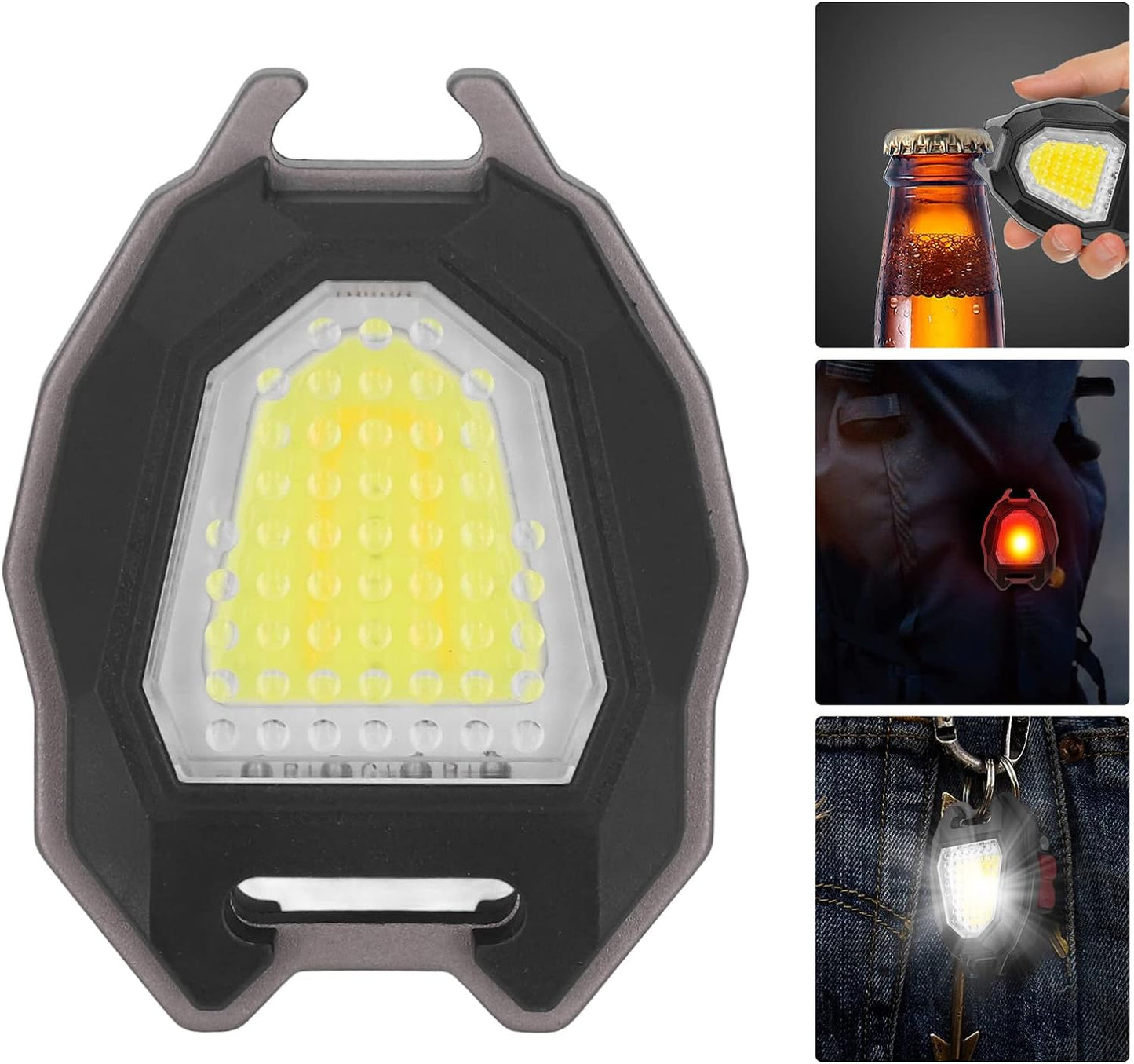 Triangular Camping Flashlight with Lighter ? 6 Modes, 3 Colors, Waterproof, Magnetic Keychain