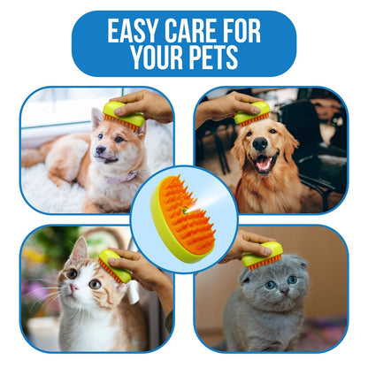 3-in-1 Cat Steamy Brush ? Self-Cleaning Pet Grooming & Hair Removal Comb