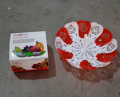 Folding Fruit Basket with Hanging Stand ? Lotus Shape Tray for Fruits & Vegetables (1 Pc)