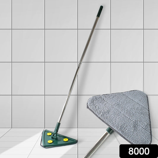 2-in-1 Extendable Triangle Mop ? Retractable, 360° Rotating, Telescopic & Reusable Mop Heads (1 Pc)