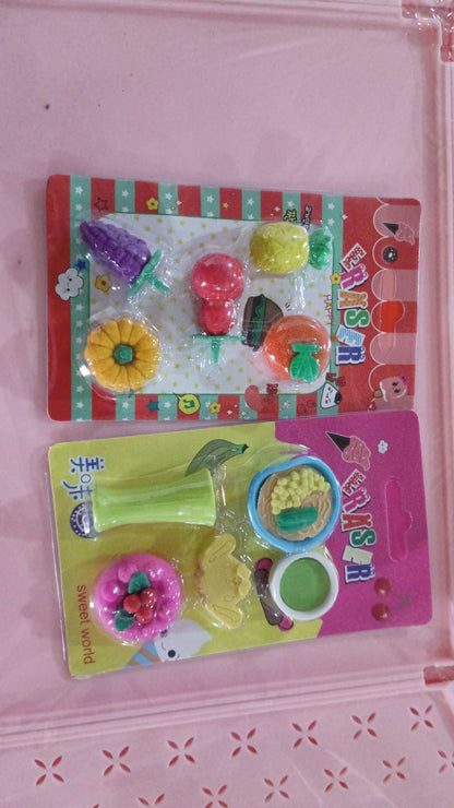 3D Mix Design Fancy & Stylish Colorful Erasers ? Cute Novelty Eraser Set for Kids & School Prize (1 Set)