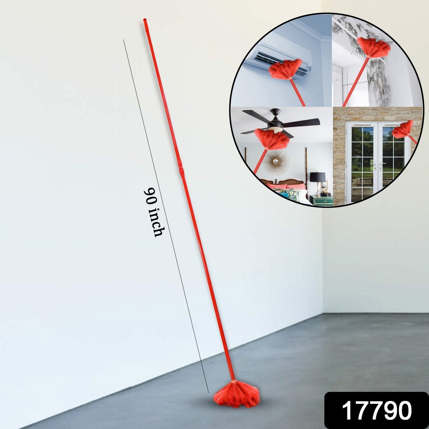 90-inch Metal Extendable Cobweb Brush ? Ceiling, Fan & Light Dust Cleaning (MOQ: 3)