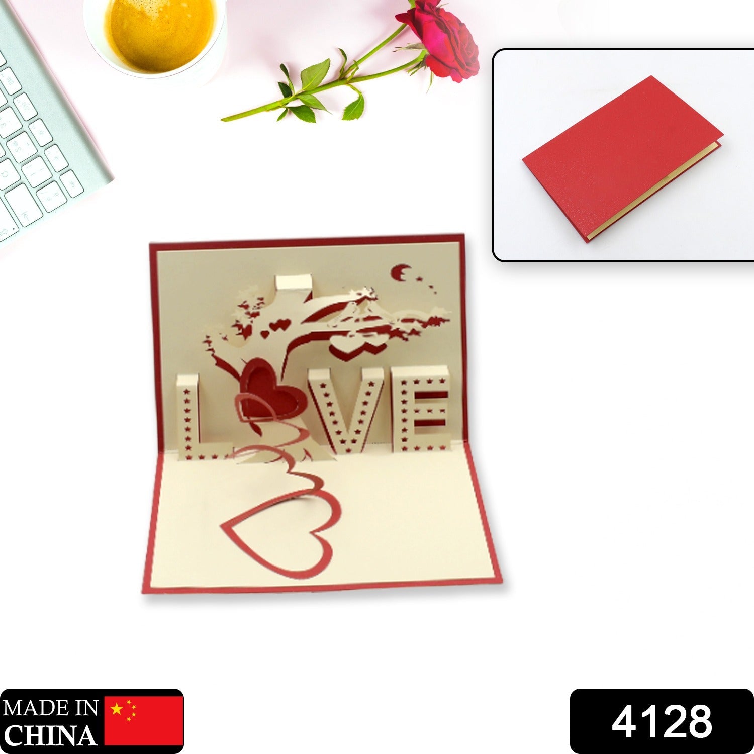 Elegant 3D paper card suitable for Valentine?s Day or Christmas