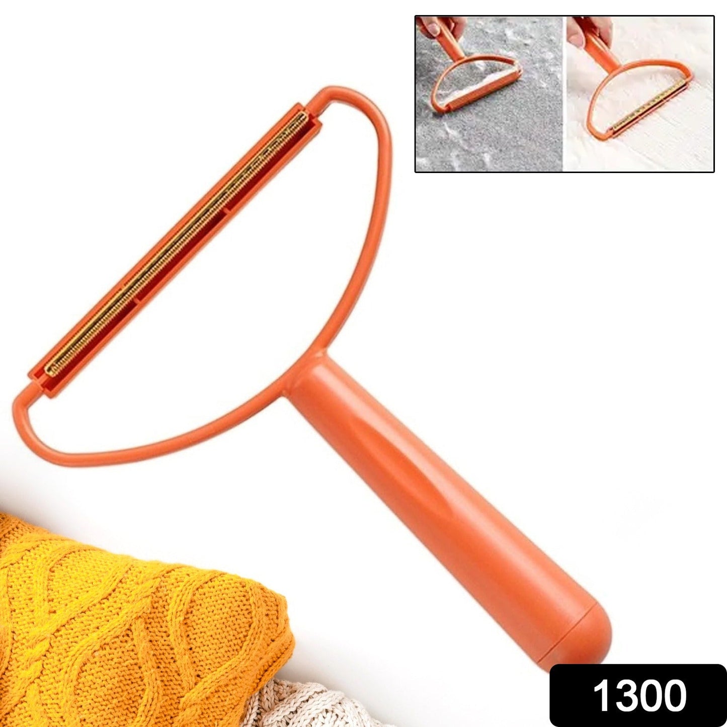 2-in-1 Portable Lint Remover ? Long-Handle Brush & Sticky Roller for Clothes, Furniture & Carpets (1 Pc)