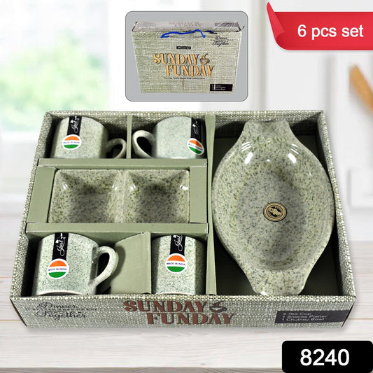 Sunday Funday 6-Piece Tea Set ? Platter & Dual Bowl