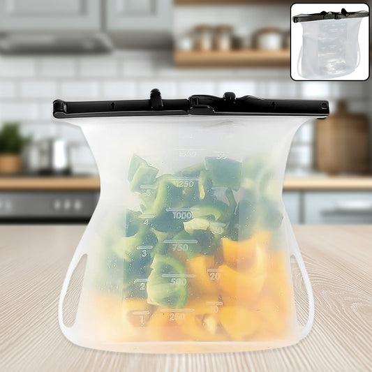 Reusable Silicone Food Bag ? Leakproof, Flat Bottom, BPA-Free, Microwave & Dishwasher Safe