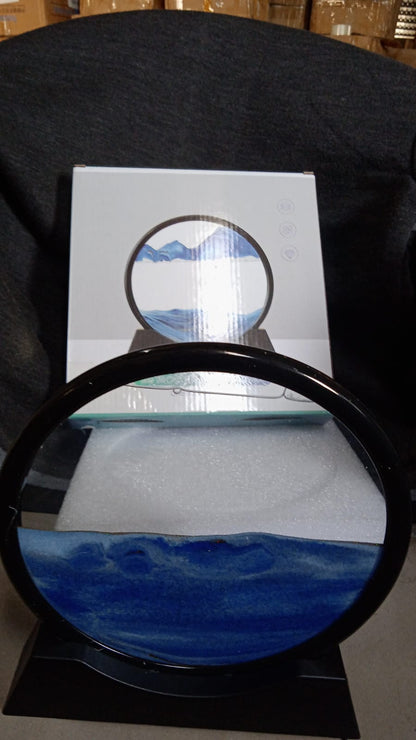 3D Moving Sand Art ? Liquid Motion Deep Sea Sandscape with Round Glass Frame (1 Pc)