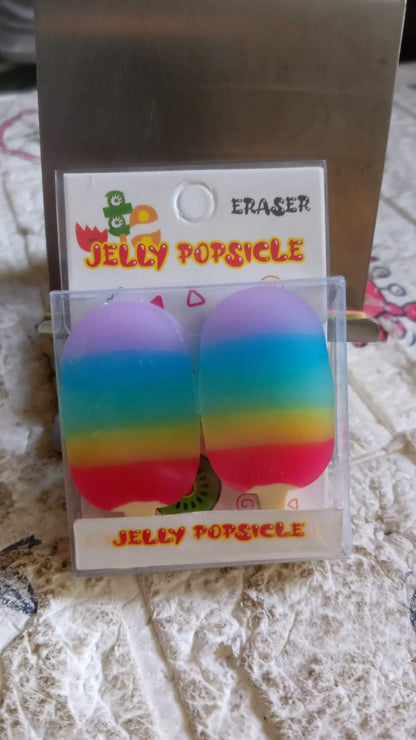 Jelly Popsicle Erasers ? Cute & Fancy Mini Erasers for Kids (2 Pc Set, Mix Design)