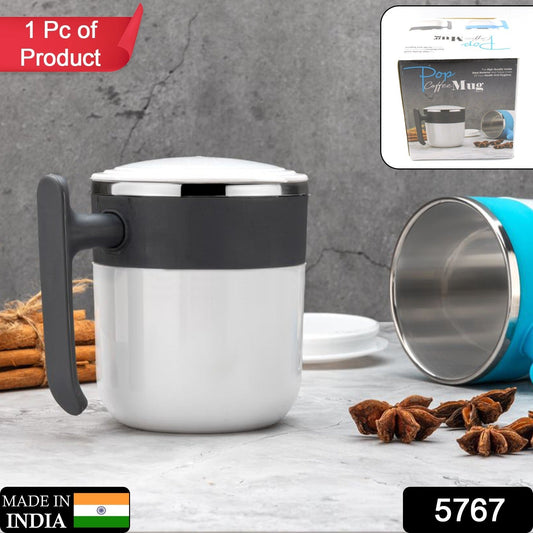 Stainless Steel Insulated Coffee/Tea Mug with Lid ? Double Wall Hot Beverage Travel Cup, Milk Mug for Office & Home Use (1 Pc)
