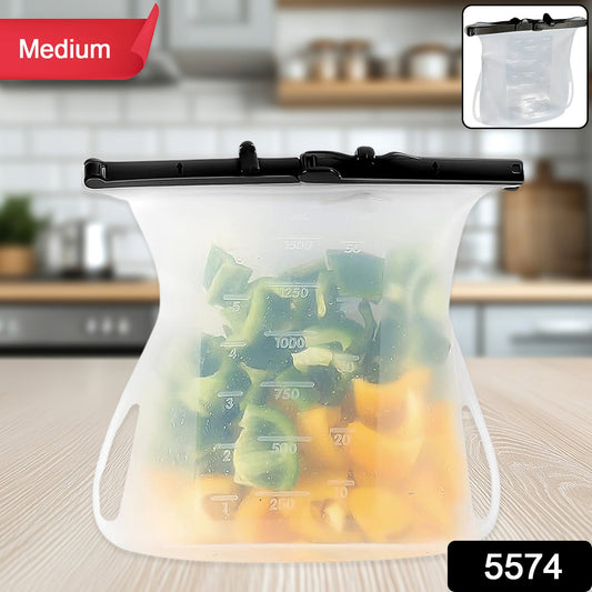 Reusable Silicone Food Bag ? Leakproof, Flat Bottom, BPA-Free, Microwave & Dishwasher Safe