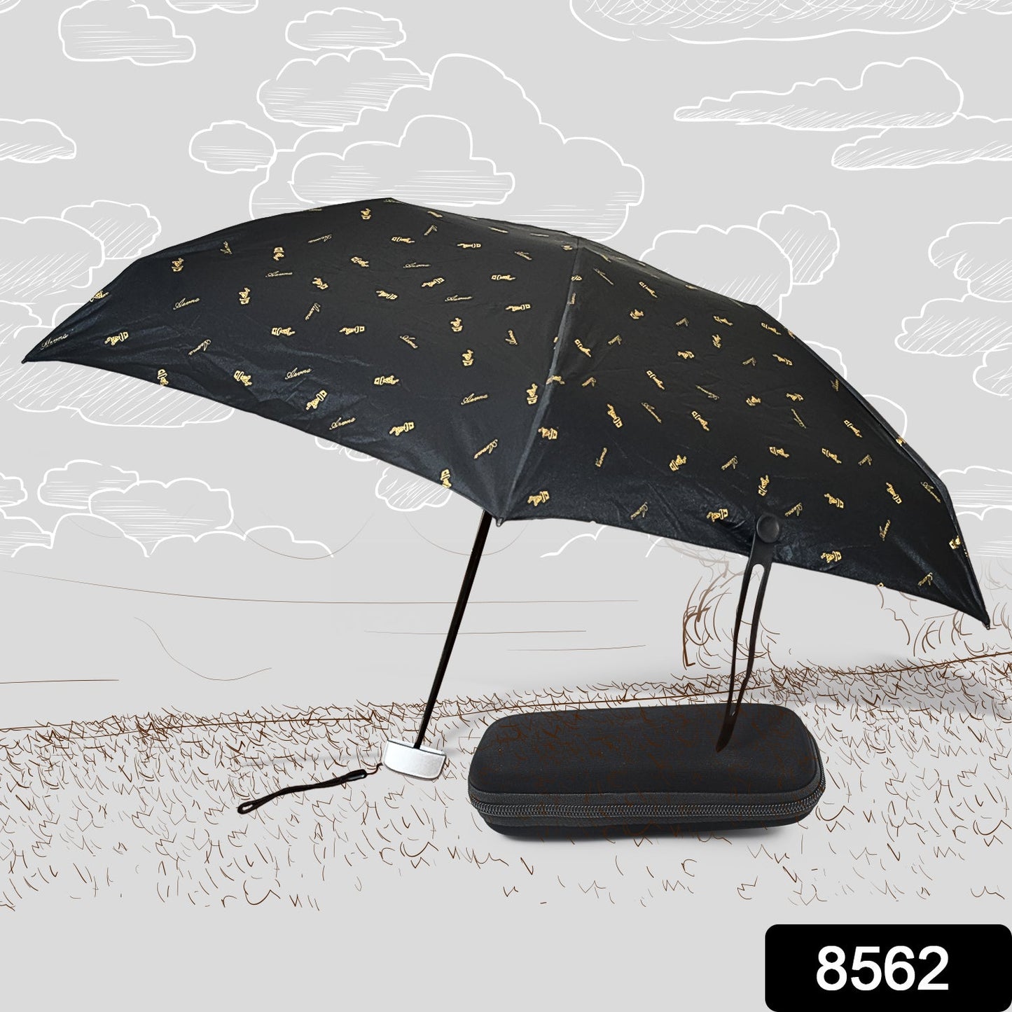 3-Fold Cute Umbrella ? Sun & Rain Protection, UV Shield (1 Pc / With Zip Case)