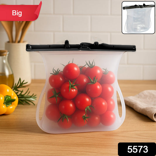 Reusable Silicone Food Storage Bag ? Leakproof, Flat Bottom, Freezer & Microwave Safe, BPA-Free Snack & Sandwich Bag (1 Pc)